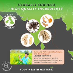 Nutravita Turmeric & Ashwagandha KSM-66 ® - 180 High Strength Capsules with Ginger & Black Pepper - Organic Tumeric & Ashwagandha Supplement - Vegan & Gluten Free