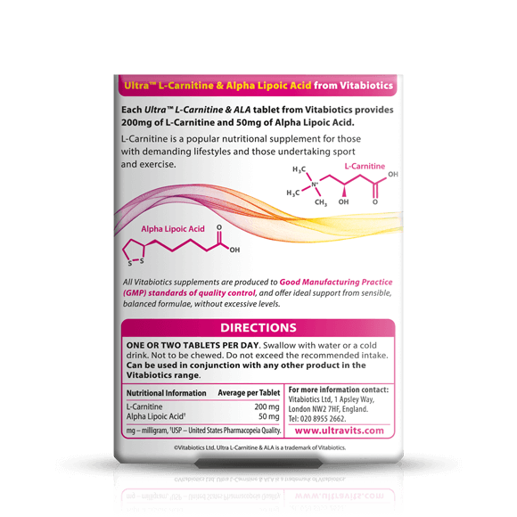 Vitabiotics Ultra L-Carnitine & ALA (60 Tablets) – Grovz.co.uk