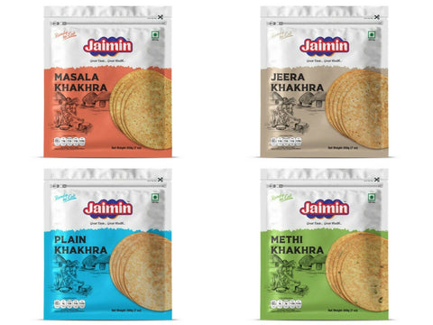 Whole Wheat Crisps Jaimin Khakhra Jeera,Methi,Masala,Plain Khakhra Masala Sachet