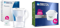 BRITA Marella Water Filter Jug Starter Pack - White (2.4L) incl. 3x MAXTRA PRO All-in-1 & MAXTRA PRO Limescale Expert Water Filter Cartridge 6 Pack (NEW) - Original refill