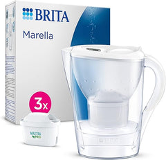 BRITA Marella Water Filter Jug Starter Pack - White (2.4L) incl. 3x MAXTRA PRO All-in-1 & MAXTRA PRO Limescale Expert Water Filter Cartridge 6 Pack (NEW) - Original refill