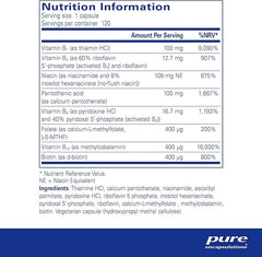 Pure Encapsulations Vitamin B-Complex Plus - B Vitamin Formula with Active Folate - for Cardiovascular Health, Memory, Skin & Hair - 60 Capsules