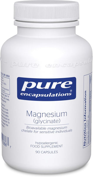 Pure Encapsulations Magnesium Glycinate 120mg - Bioavailable Magnesium Chelate Tiredness and Fatigue Supplement - 90 Capsules