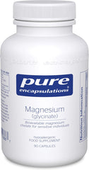 Pure Encapsulations Magnesium Glycinate 120mg - Bioavailable Magnesium Chelate Tiredness and Fatigue Supplement - 90 Capsules