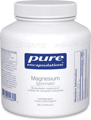 Pure Encapsulations Magnesium Glycinate 120mg - Bioavailable Magnesium Chelate Tiredness and Fatigue Supplement - 180 Capsules