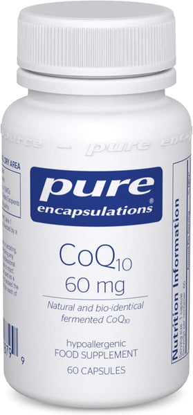 Pure Encapsulations CoQ10 60mg - Natural and Bio-Identical Fermented Coenzyme Q10-60 Capsules