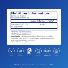 Pure Encapsulations CoQ10 60mg - Natural and Bio-Identical Fermented Coenzyme Q10-60 Capsules