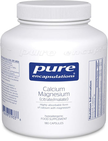 Pure Encapsulations Calcium Magnesium (Citrate/Malate) - Mineral Combination for Bones, Muscles and Nerves - 180 Capsules