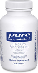 Pure Encapsulations Calcium Magnesium Citrate - Highly Absorbable Form of Calcium with Magnesium, 90 Capsules