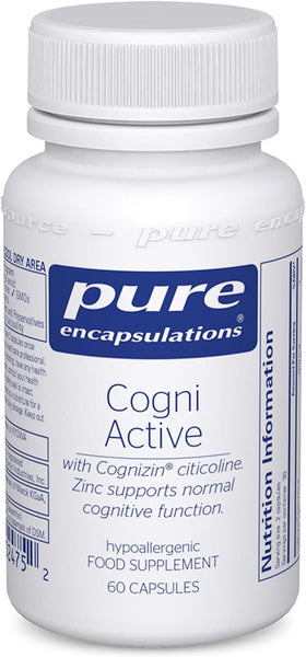 Pure Encapsulations Cogni Active - with Cognizin Citicoline, Zinc, Folate, Vitamin B6 and B12, Lutein & Zeaxanthin - 60 Capsules