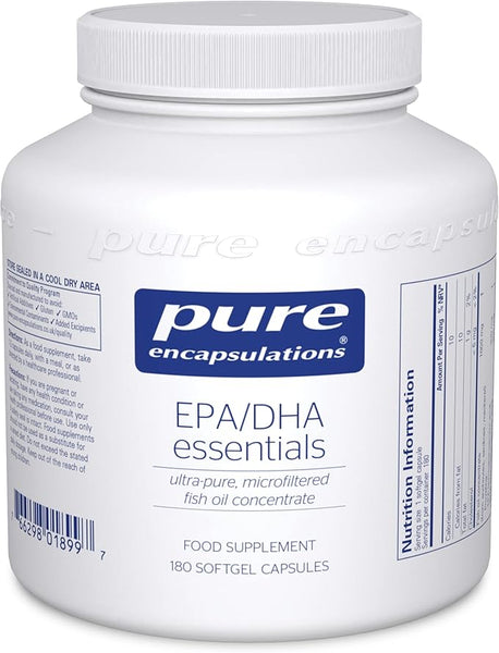 Pure Encapsulations EPA/DHA Essentials - Ultra-Pure, Microfiltered Fish Oil Concentrate - 180 Softgel Capsules