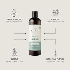 Sukin Natural Balance Shampoo 500ml - maintains naturally balanced hair - with an infusion of baobab, burdock & nettle extracts; cruelty free & vegan friendly.