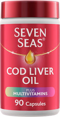 Seven Seas Cod Liver Oil Tablets, Plus Multivitamins & 110 mg Omega-3, 90 High Strength Capsules With Fish Oil, Plus Vitamin D, C, B12 & B6 & A, Folic Acid And Biotin, With EPA & DHA