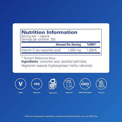 Pure Encapsulations Ascorbic Acid - 1000mg Professional Strength Vitamin C - Hypoallergenic Supplement - 250 Capsules