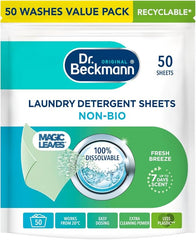 Dr. Beckmann Laundry Detergent Sheets NON-BIO | fresh breeze| Pre-dosed | 50 sheets