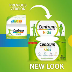 Centrum Kids Multivitamins & Minerals Tablets, 16 essential nutrients including Vitamin D, 30 Tablets