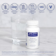 Pure Encapsulations Buffered Ascorbic Acid - Gentle Vitamin C 670mg - with Calcium Ascorbate, Magnesium Ascorbate and Potassium Ascorbate - 30 Capsules