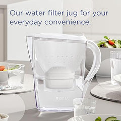 BRITA Marella Water Filter Jug White (2.4L) Half Year Pack incl. 6x MAXTRA PRO All-in-1 cartridge - fridge-fitting jug with digital LTI and Flip-Lid - now in sustainable Smart Box packaging