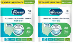 Dr. Beckmann Laundry Detergent Sheets NON-BIO | fresh breeze| Pre-dosed | 50 sheets (Pack of 2)