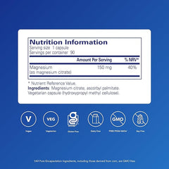 Pure Encapsulations Magnesium (Citrate) 150mg - Highly Bioavailable Magnesium Chelate - 90 Capsules