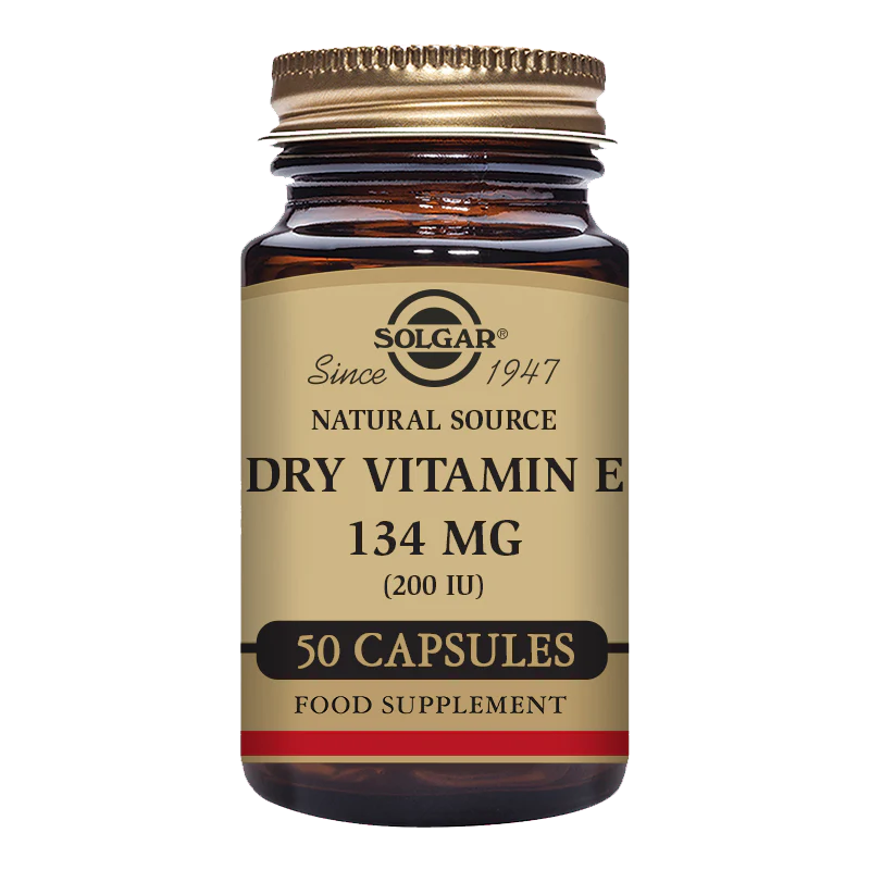 Solgar-Natural Source Dry Vitamin E 134 mg (200 IU) Vegetable Capsules - Pack of 50