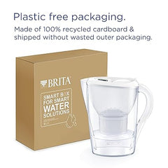 BRITA Marella Water Filter Jug White (2.4L) Half Year Pack incl. 6x MAXTRA PRO All-in-1 cartridge - fridge-fitting jug with digital LTI and Flip-Lid - now in sustainable Smart Box packaging