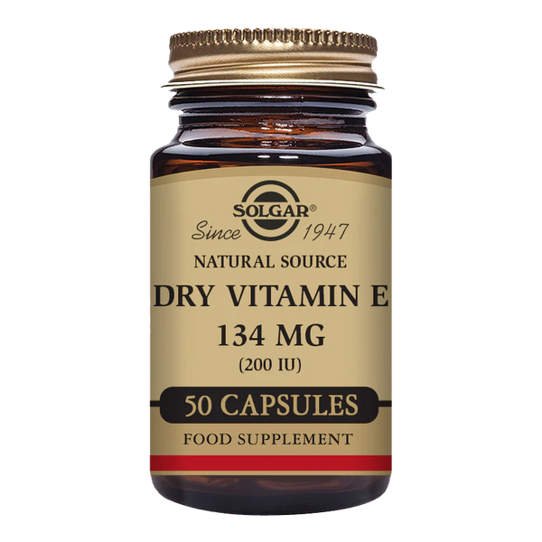Solgar-Natural Source Dry Vitamin E 134 mg (200 IU) Vegetable Capsules - Pack of 50