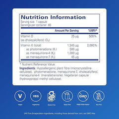Pure Encapsulations Vitamin K with D3 - Hypoallergenic Formula with Vitamin K1, K2, and D3 - for Bone and Arterial Health - 60 Capsules