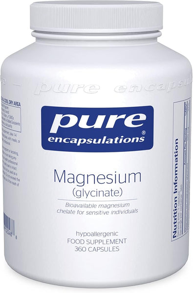 Pure Encapsulations Magnesium Glycinate 120mg - Bioavailable Magnesium Chelate Tiredness and Fatigue Supplement - 360 Capsules