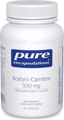 Pure Encapsulations - Acetyl-l-Carnitine (ALCAR) 500mg - Hypoallergenic Amino Acid Supplement - 60 Capsules
