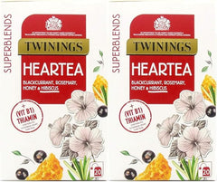 Twinings Superblends Heartea Tea - Blackcurrant & Rosemary Herbal Tea Infusion with Honey, Hibiscus & Vitamin B1 (Thiamin) - 20 x Biodegradable Tea Bags (Pack of 2)