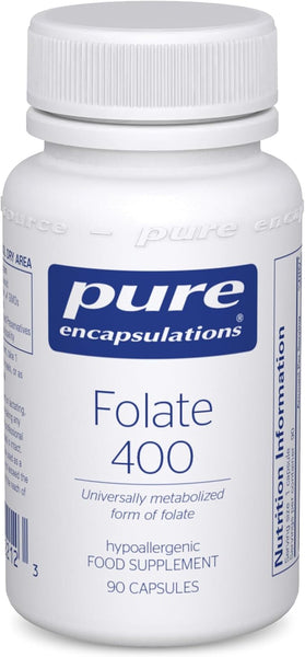 Pure Encapsulations Folate 400 - Folate, Folic Acid, Fertility - 90 Capsules