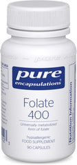 Pure Encapsulations Folate 400 - Folate, Folic Acid, Fertility - 90 Capsules