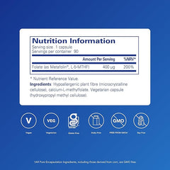 Pure Encapsulations Folate 400 - Folate, Folic Acid, Fertility - 90 Capsules