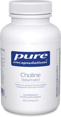 Pure Encapsulations Choline (Bitartrate) - for a Normal Liver Function & Metabolism - Supplement with high-dose Choline - 100 Capsules