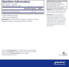 Pure Encapsulations Choline (Bitartrate) - for a Normal Liver Function & Metabolism - Supplement with high-dose Choline - 100 Capsules
