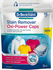 Dr. Beckmann Stain Remover Oxi Power Caps | Eliminate stubborn stains | Convenient, ready-to-use caps | for both machine washing & soaking | 15 caps