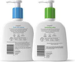 Cetaphil Gentle Skin Cleanser 236ml + Moisturiser Face & Body Lotion 236ml Skincare Set, For Normal to Dry Skin & Sensitive Skin