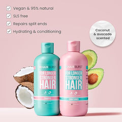HAIR BURST- Shampoo and Conditioner Set - SLS Free Hair Growth and Thickening Treatment for Women - Coconut and Avocado Scented - Suitable for All Hair Types, Promotes Strong and Healthy Hair