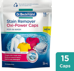 Dr. Beckmann Stain Remover Oxi Power Caps | Eliminate stubborn stains | Convenient, ready-to-use caps | for both machine washing & soaking | 15 caps