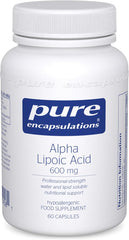 Pure Encapsulations Alpha Lipoic Acid ALA 600mg - Hypoallergenic Water and Lipid Soluble Nutritional Supplement - 60 Vegetarian Capsules