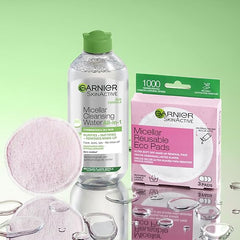 Garnier Micellar Cleansing Water For Combination Skin, Gentle Face Cleanser and Makeup Remover, Fragrance Free, Recognised By The British Skin Foundation, Use With Reusable Micellar Eco Pads, 400 ml