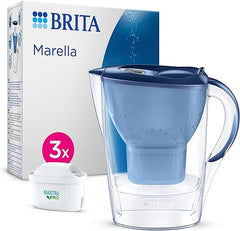 BRITA Marella Water Filter Jug Half Year Pack - Graphite (2.4 Litre) with 6x MAXTRA PRO & Marella Water Filter Jug Starter Pack - Blue (2.4 Litre) with 3x MAXTRA PRO All-in-1 cartridge