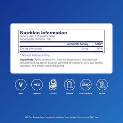 Pure Encapsulations Zinc Chewables - 100 Chewable Tablets