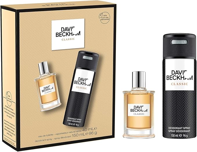 David Beckham Classic Gift Set For Him, 40ml Eau De Toilette & 150ml Deo Spray