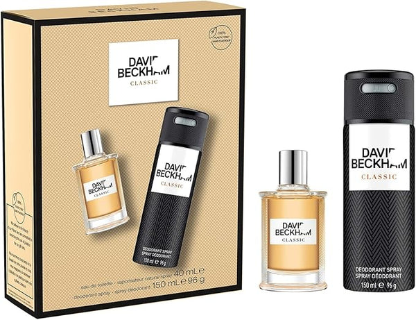 David Beckham Classic Gift Set For Him, 40ml Eau De Toilette & 150ml Deo Spray