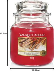 Yankee Candle Scented Candle | Sparkling Cinnamon Medium Jar Candle| Burn Time: up to 75 Hours