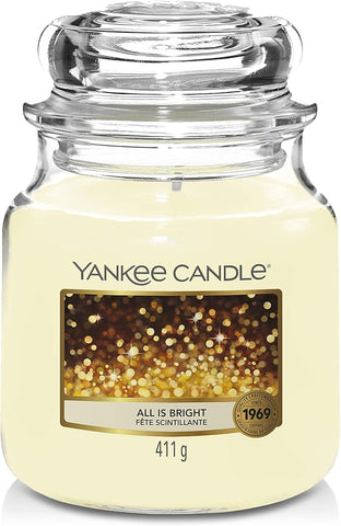 Yankee Candle Scented Candle | All is Bright Medium Jar Candle| Long Burning Candles: up to 75 Hours | Perfect Christmas Gifts for Women