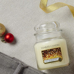 Yankee Candle Scented Candle | All is Bright Medium Jar Candle| Long Burning Candles: up to 75 Hours | Perfect Christmas Gifts for Women
