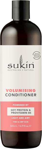 Sukin Volumising Conditioner 500ml - for fine & limp hair, gives the hair volume - with Rice Protein, Pineapple, Mango, Papaya & Vitamin E; cruelty free & vegan friendly.